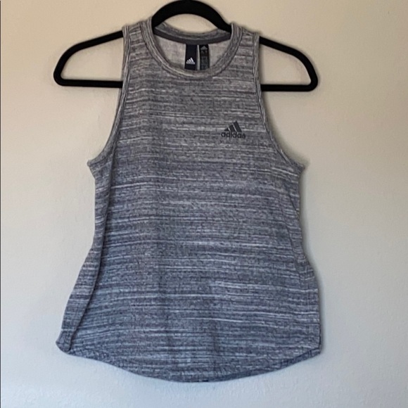 Adidas high neck tank size heather grey sweatshirt material - Picture 1 of 5